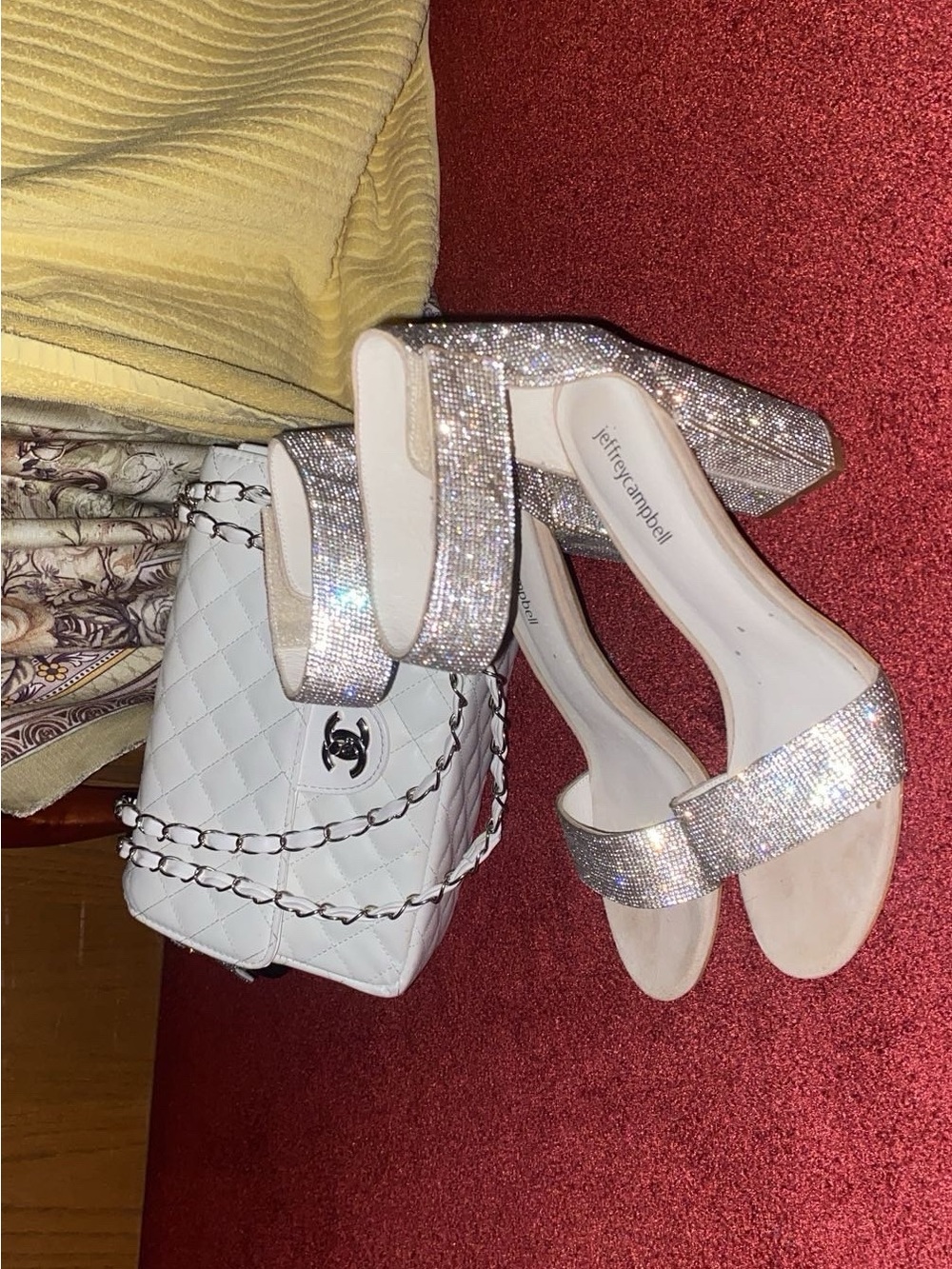 Jeffrey Campbell Silver Crystal Slide Heels